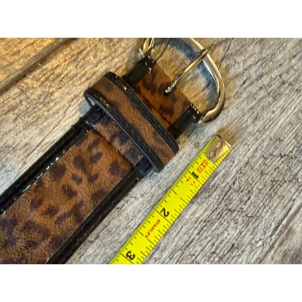 Amiee Lynn Leather Belt Medium Leopard Print Silver Buckle Womens Rodeo Western